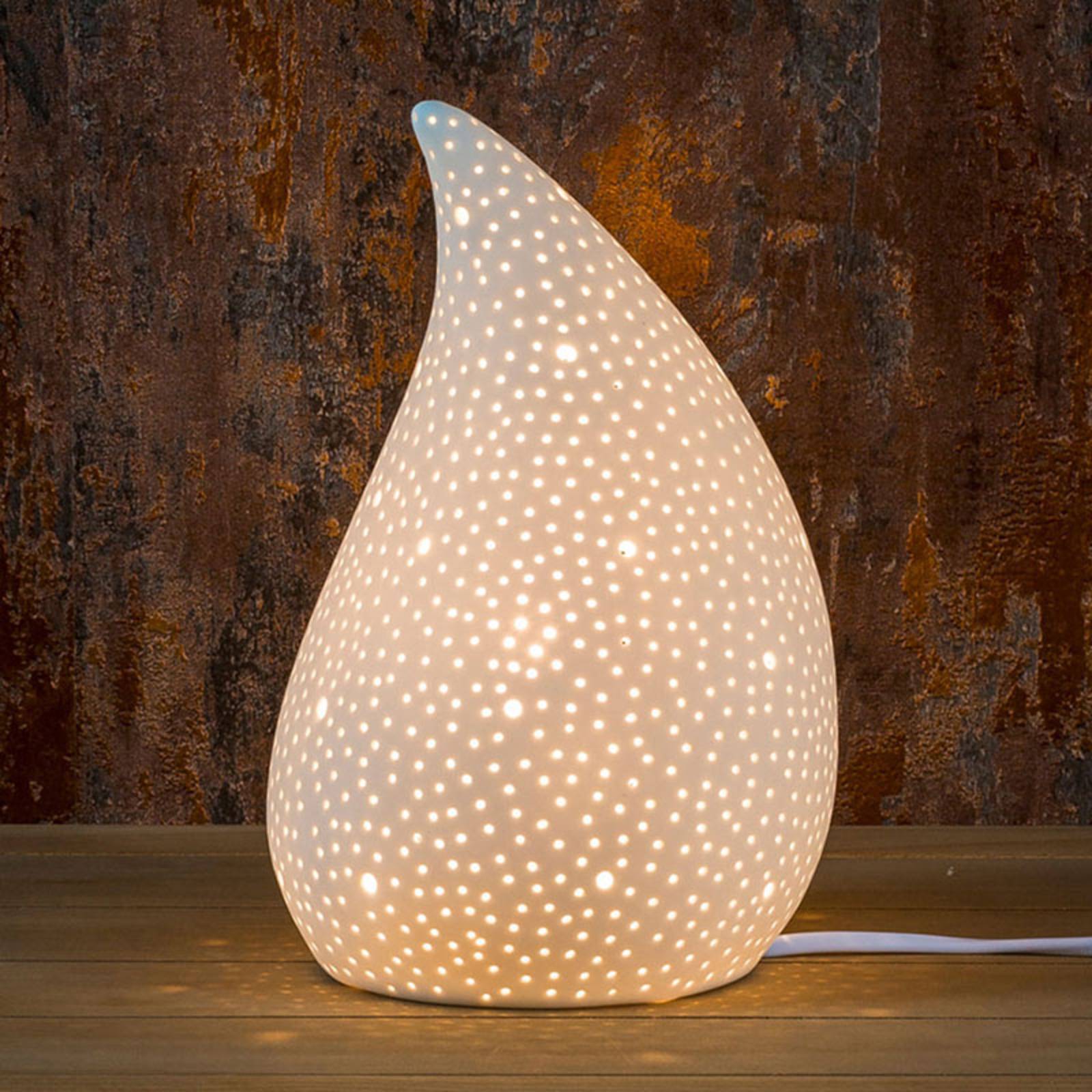 Lampe décorative Flamme en porcelaine