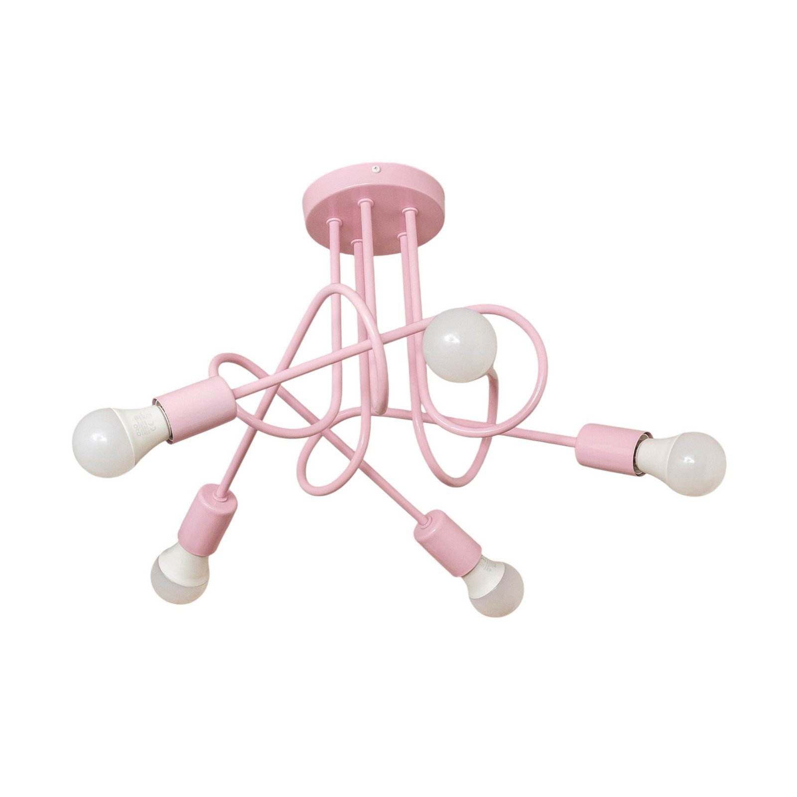 Oxford ceiling light, light pink, Ø 47 cm, metal, 5-bulb