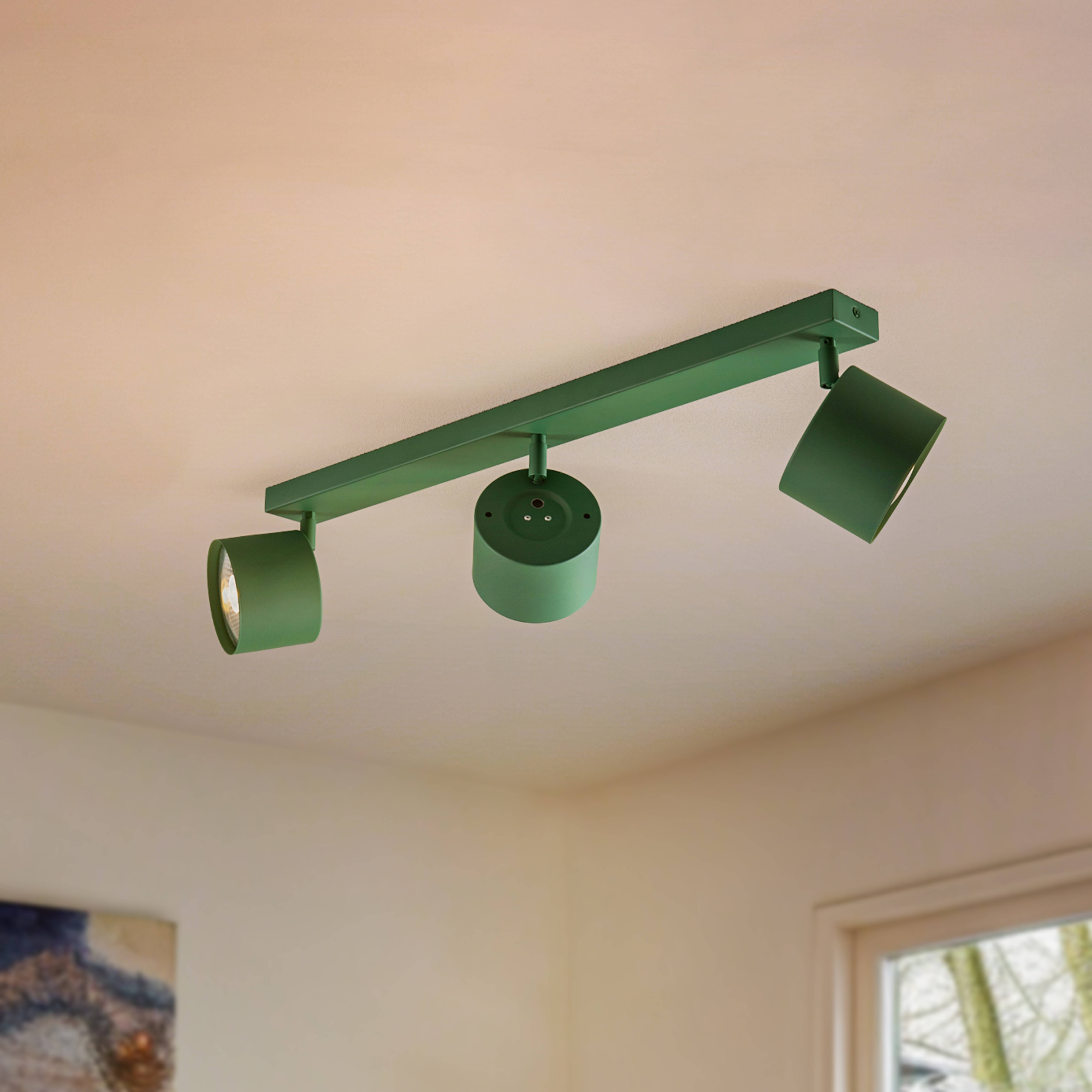 Foco de techo Chloe ajustable 3 luces, verde