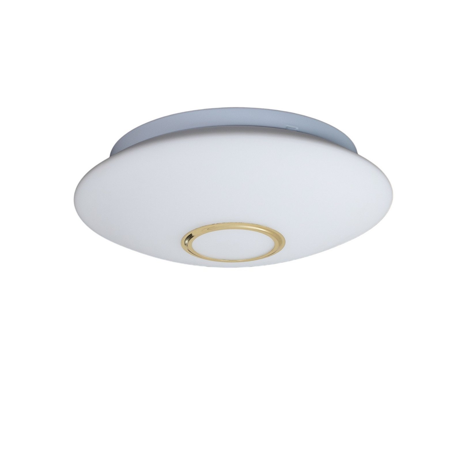 Taklampe Cyril i glass, hvit-messing
