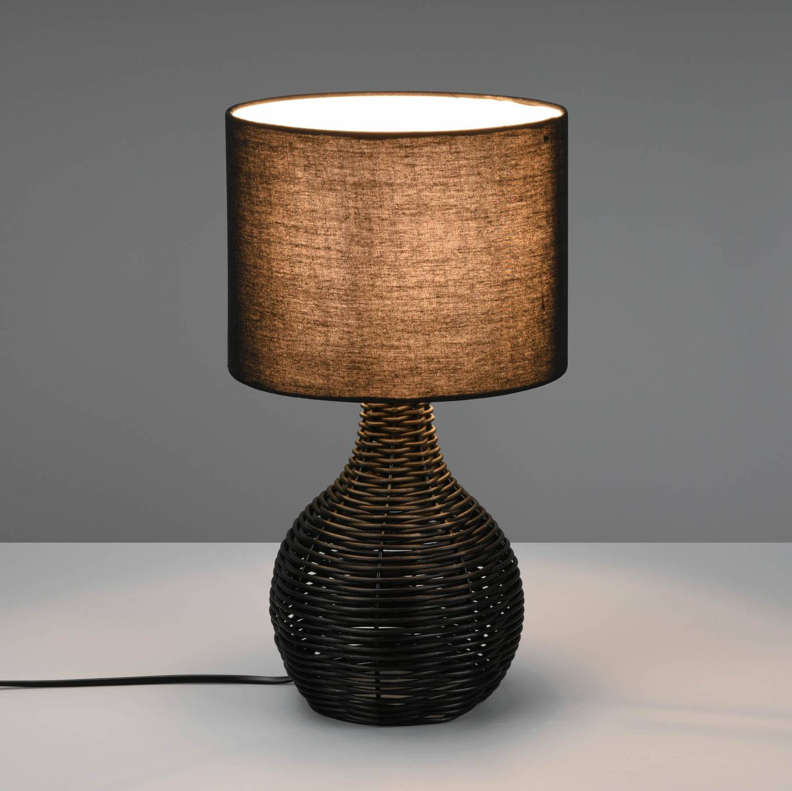 Sprout bordlampe rattan og tekstil sort