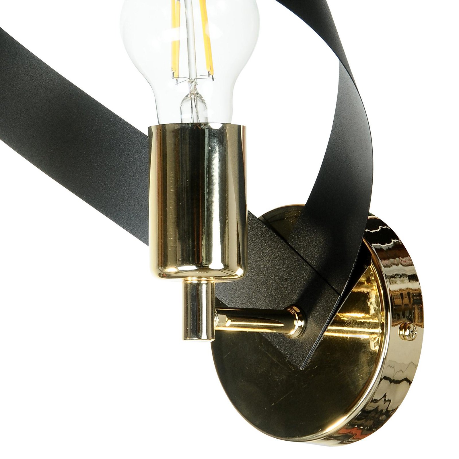 Euluna wandlamp Petla, zwart/goud, metaal, 23 cm