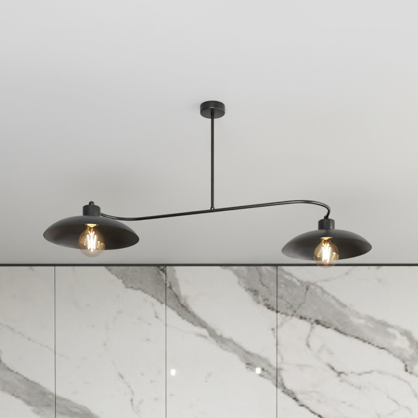 EMIBIG LIGHTING Plafonieră Foster 2 becuri 100 cm negru metal - Camera de zi / sufragerie - Modern