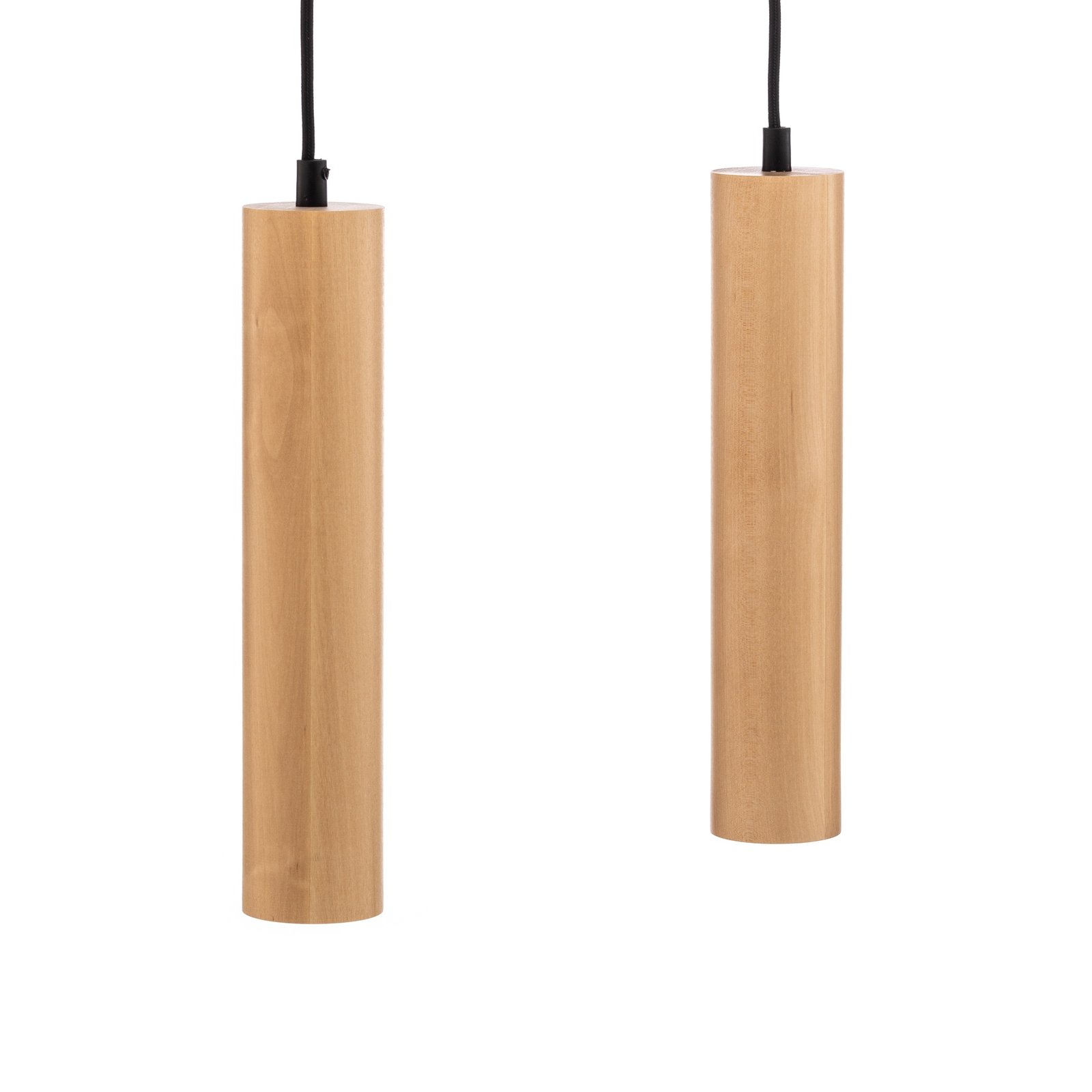 Suspension Tube en bois, à deux lampes