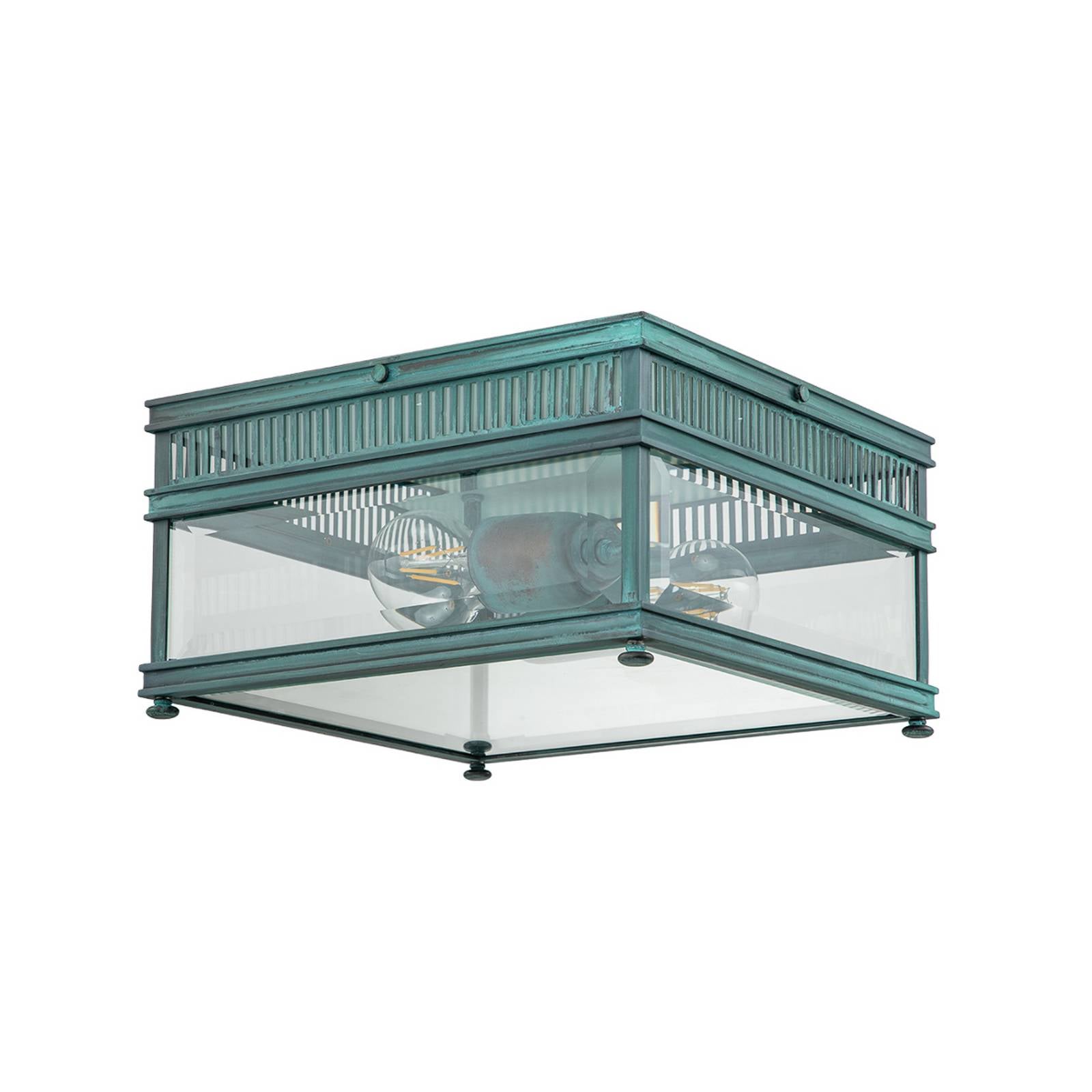 Lighting holborn-f-vdg Deckenleuchte holborn E27 2x60W IP44 Solides Messing Grünspan Glas klar H165cm L30cm B30cm dimmbar - Elstead