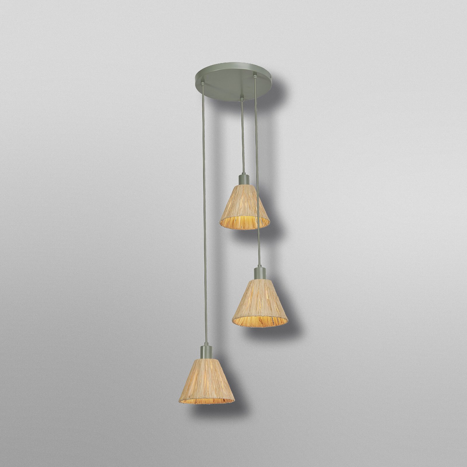 Lampada a sospensione OSRAM Decor Raffia, a 3 luci rotonde, rafia, naturale