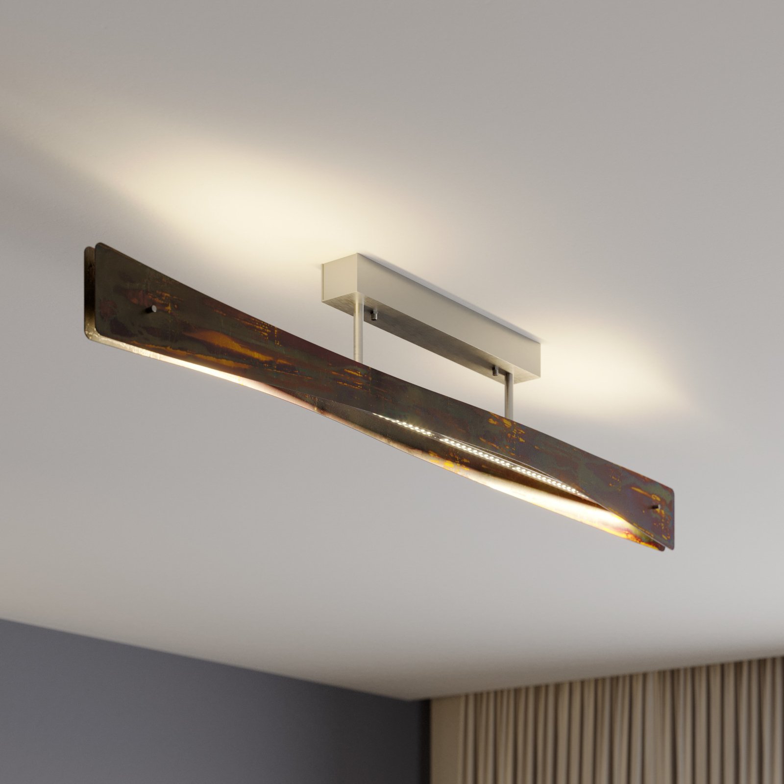Quitani LED φωτιστικό οροφής Lian, χρυσό οξειδωμένο