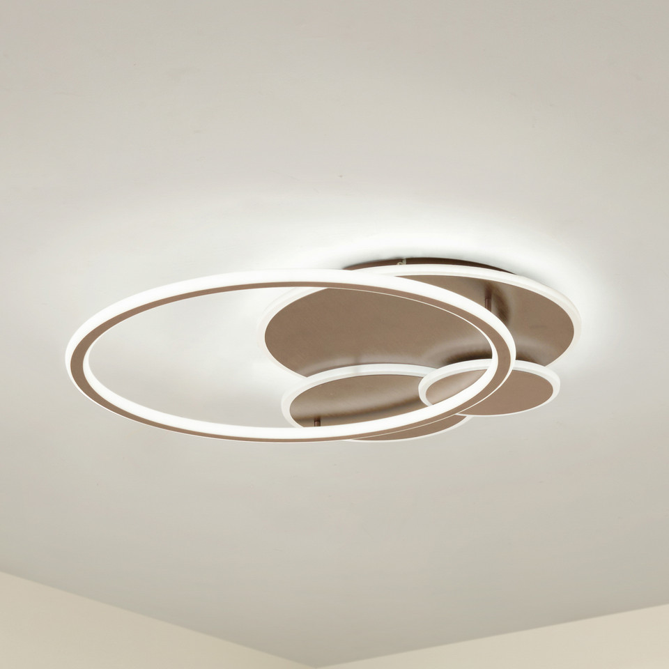Lucande Circulo LED-taklampa CCT dimbar, brun / rost från Lucande