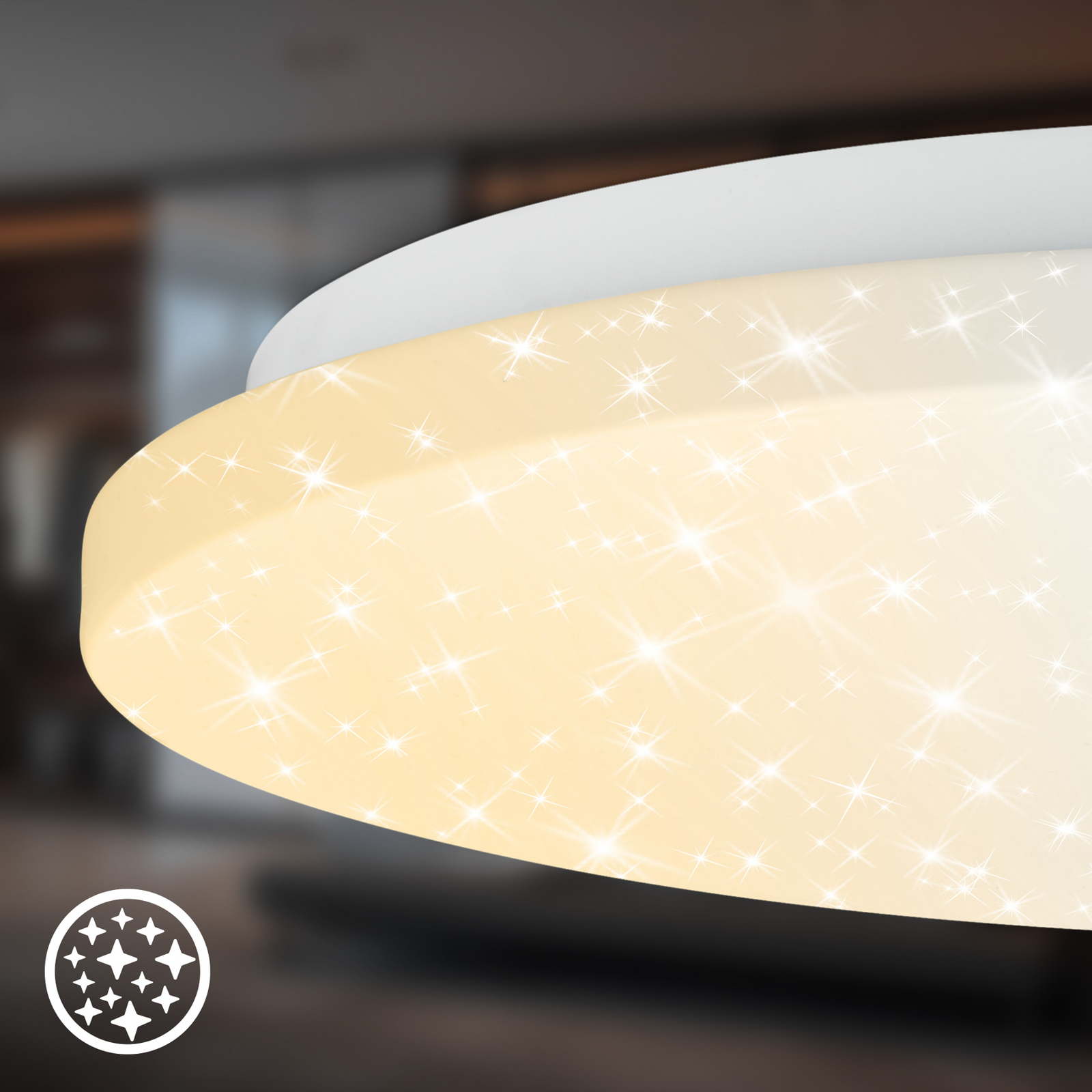 Lampa sufitowa LED Luminus, CCT, Ø 34 cm, biała, gwieździste niebo