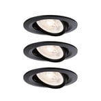 Lámpara empotrable Paulmann NOVA, negra, 9 cm, orientable, atenuable, juego de 3
