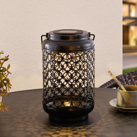 Lindby Makeda LED-Solar-Dekoleuchte, Laternenform
