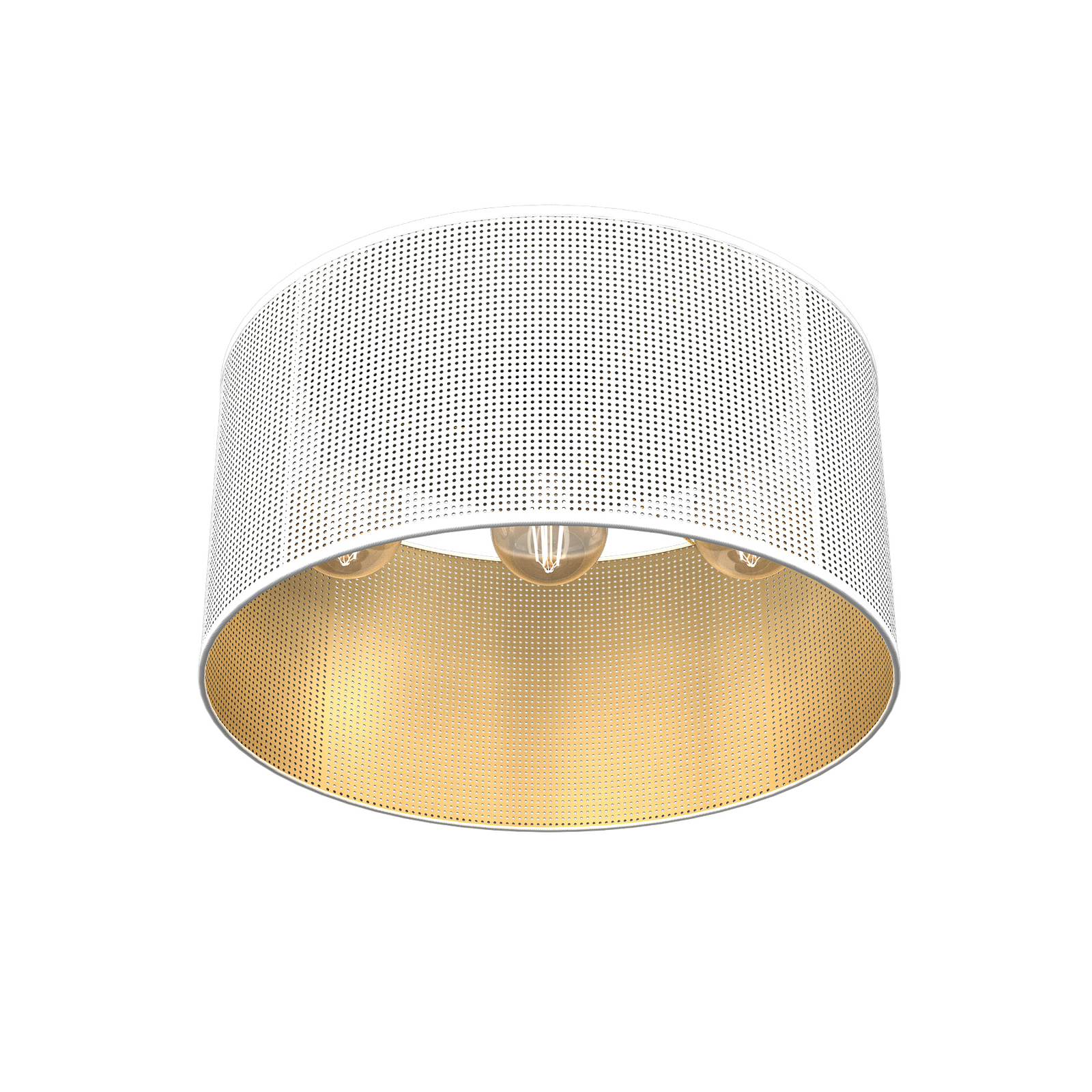 Taklampe Jovin, 3 lyskilder, 1 skjerm, hvit/gull