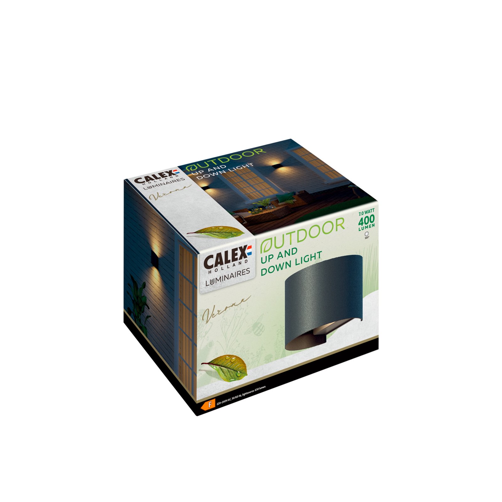 Calex LED vanjska zidna lampa ovalna, gore/dolje, visina 10 cm, crna