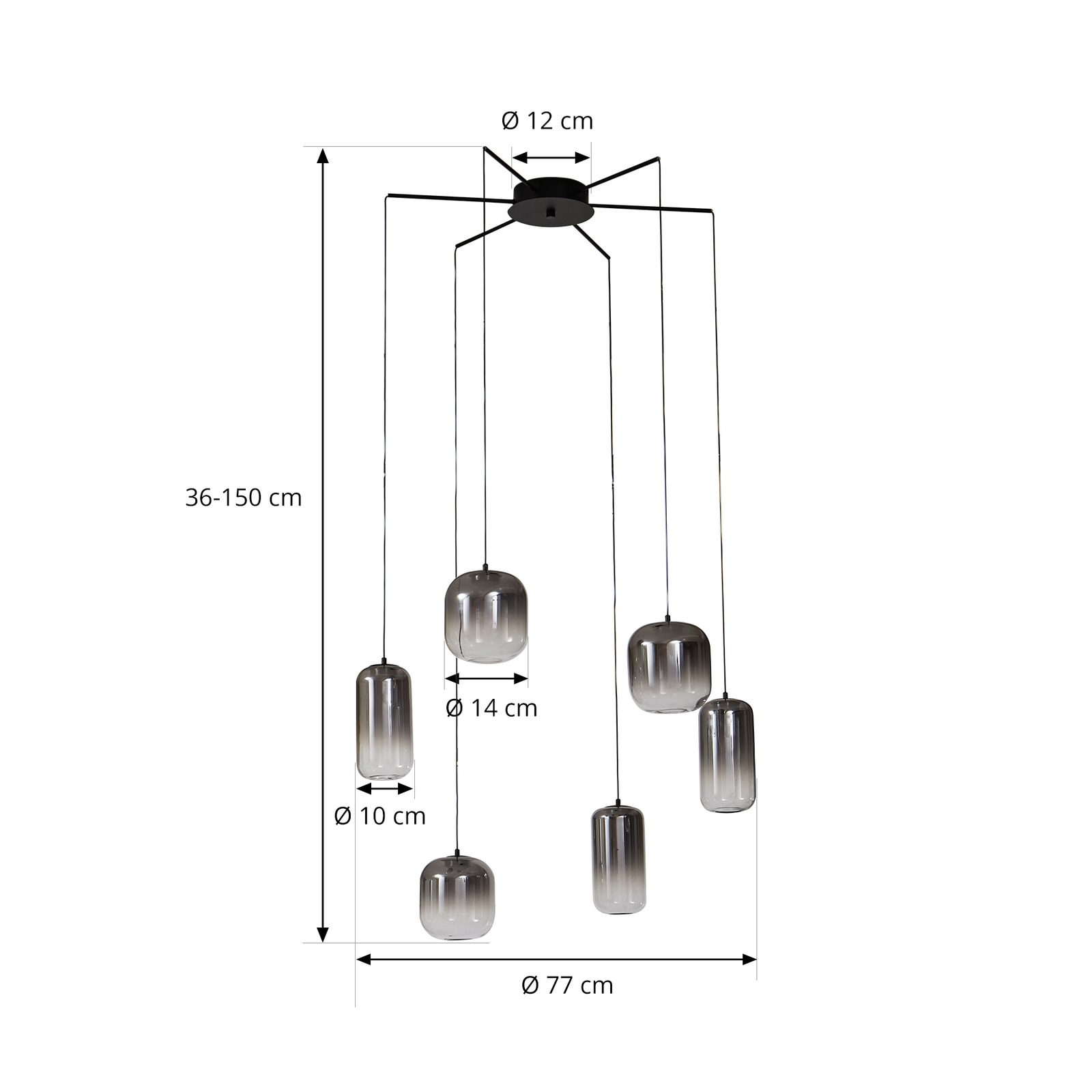 Avelina 6 LED Taklampa Røyk Grå - Lucande