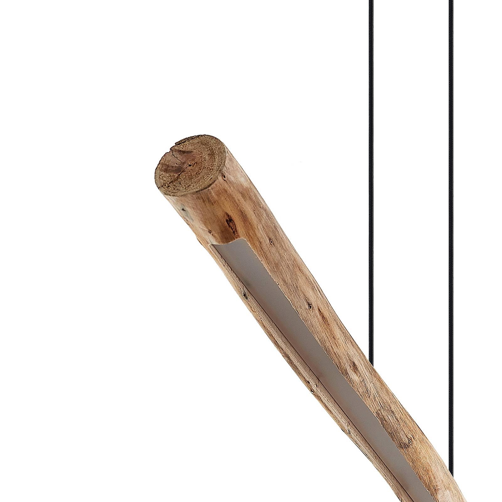 Lampa wisząca LED Lindby Nekala, czarna, drewno, długość 120 cm