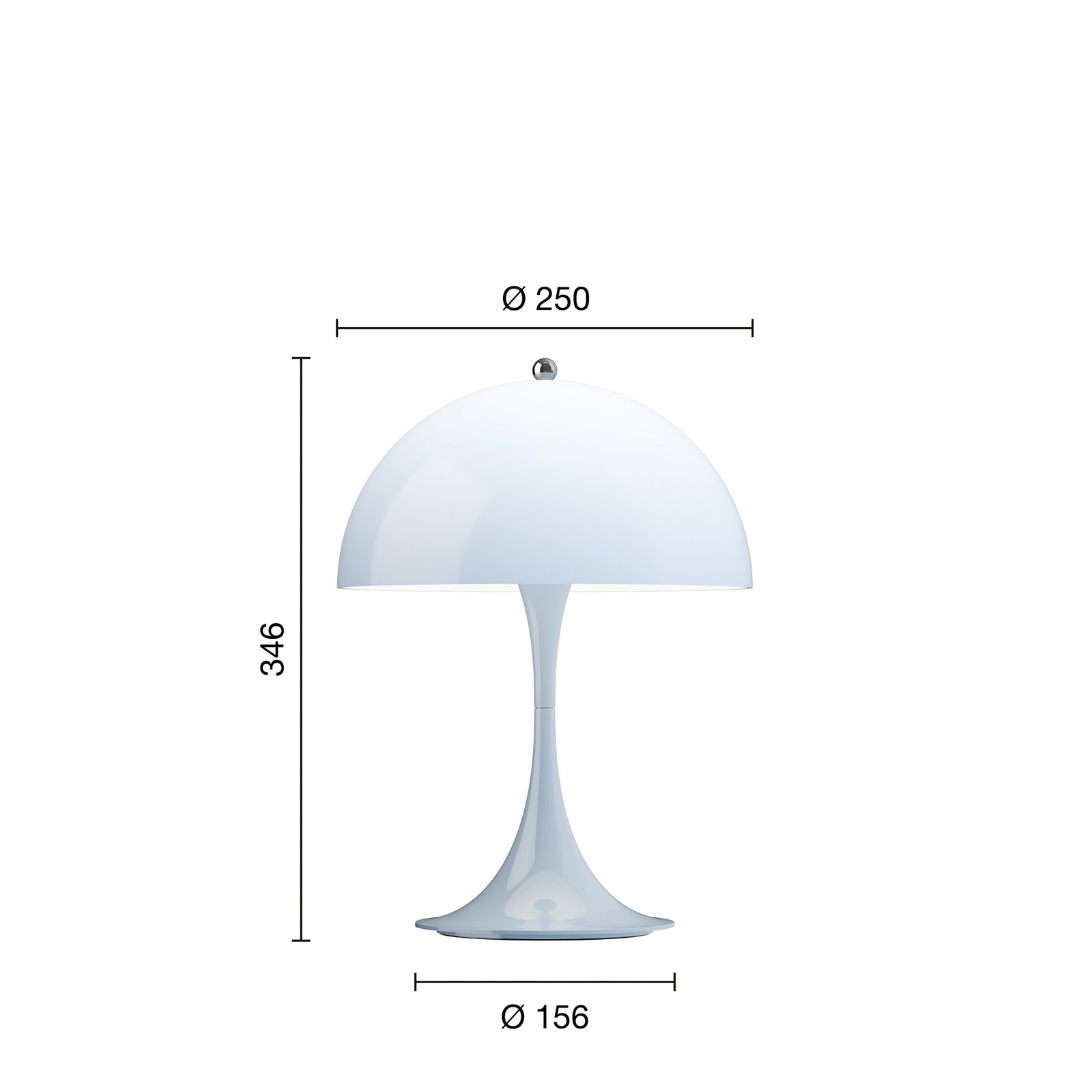 Panthella 250 LED rechargeable lamp, light blue, IP44 - Louis Poulsen