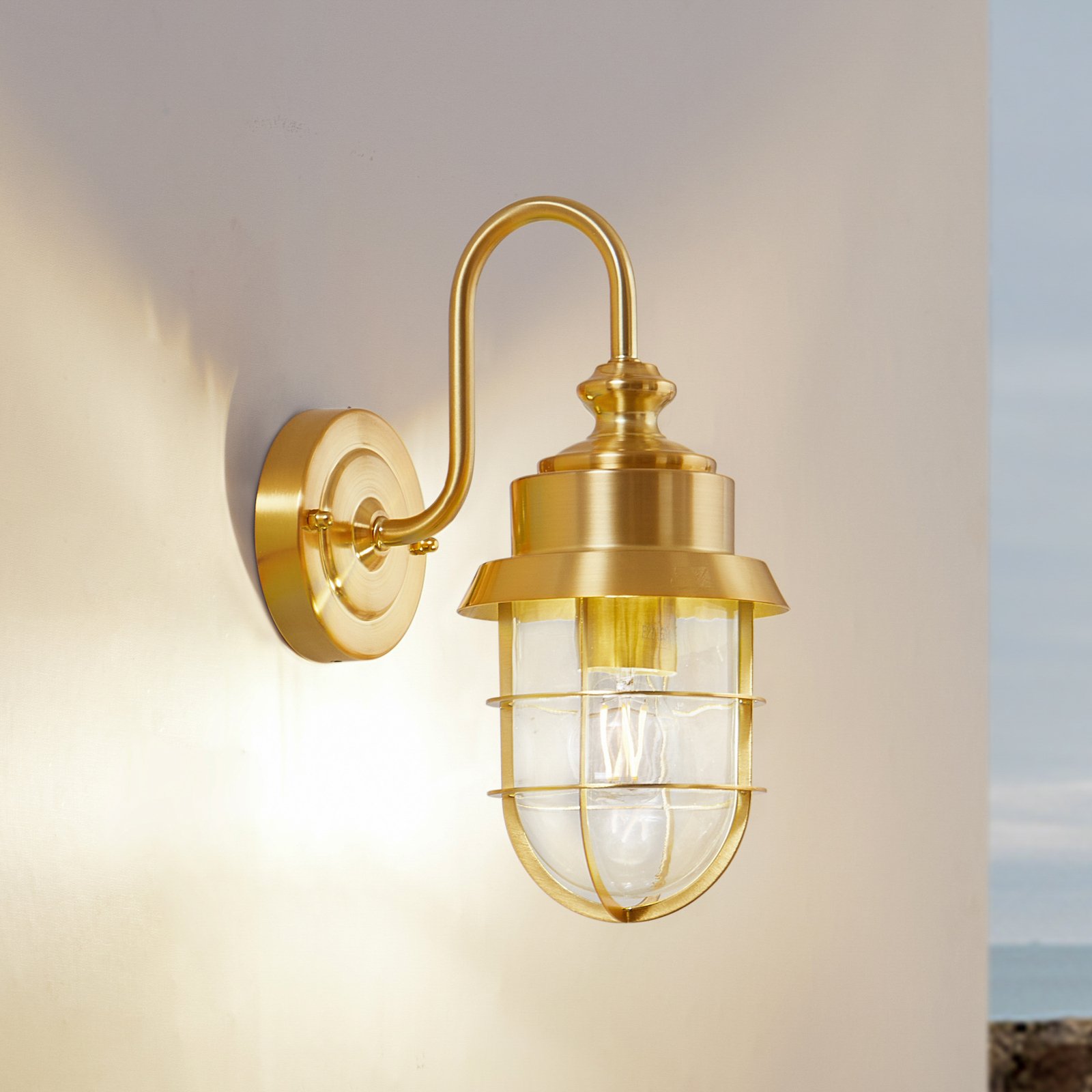 Vanjska zidna svjetiljka Lindby Adalie, mesing, nehrđajući čelik