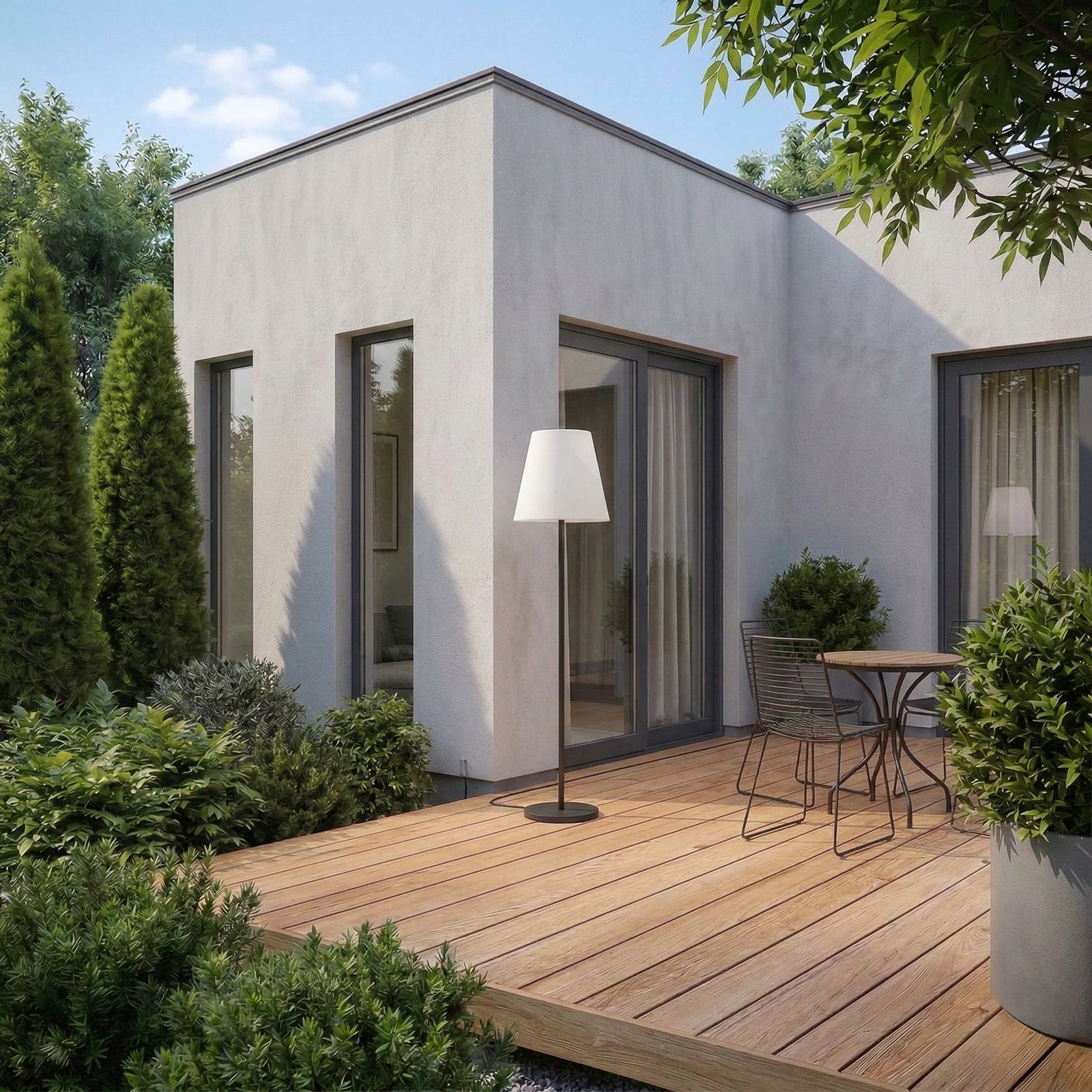 Lucande Terrassenleuchte Jaimy, schwarz, Aluminium, 150 cm