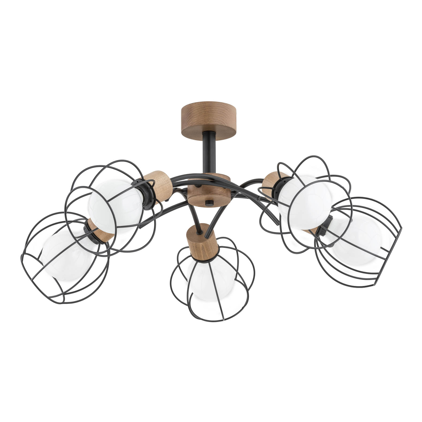 Taklampe Pahlen 5 lyskilder, brun/svart