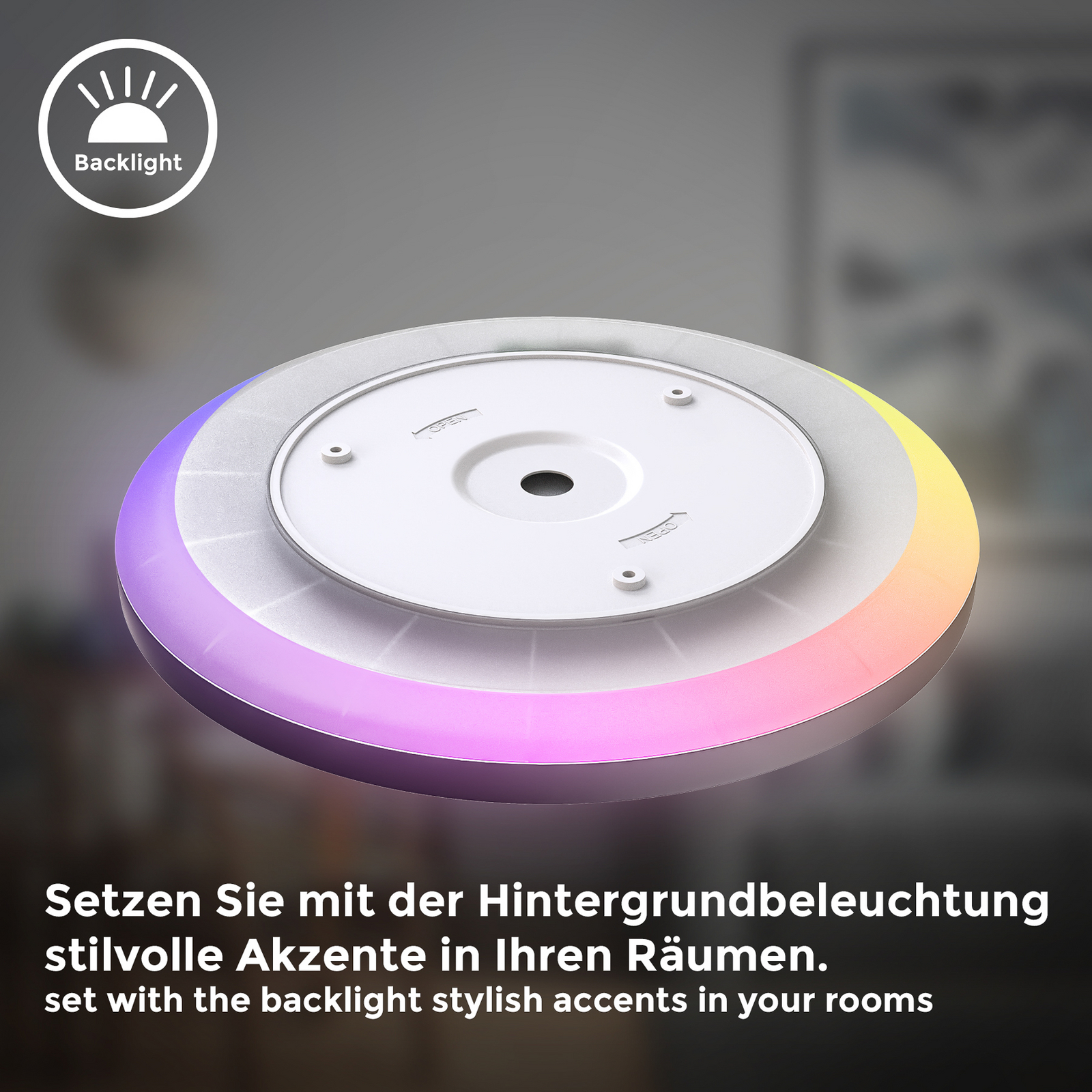 LED paneel Slim met afstandsbediening RGBW, Ø 29 cm, zwart,