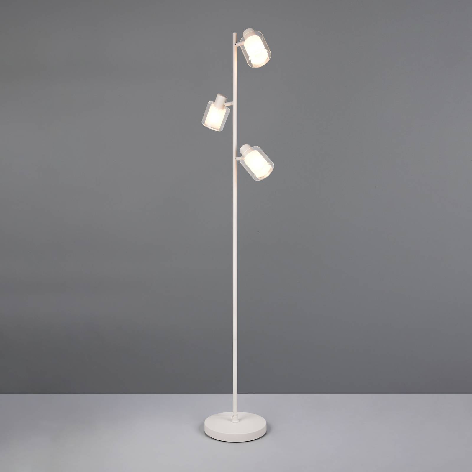 Gulvlampe Neralo, lysegrå, metall, høyde 154,5 cm, E14