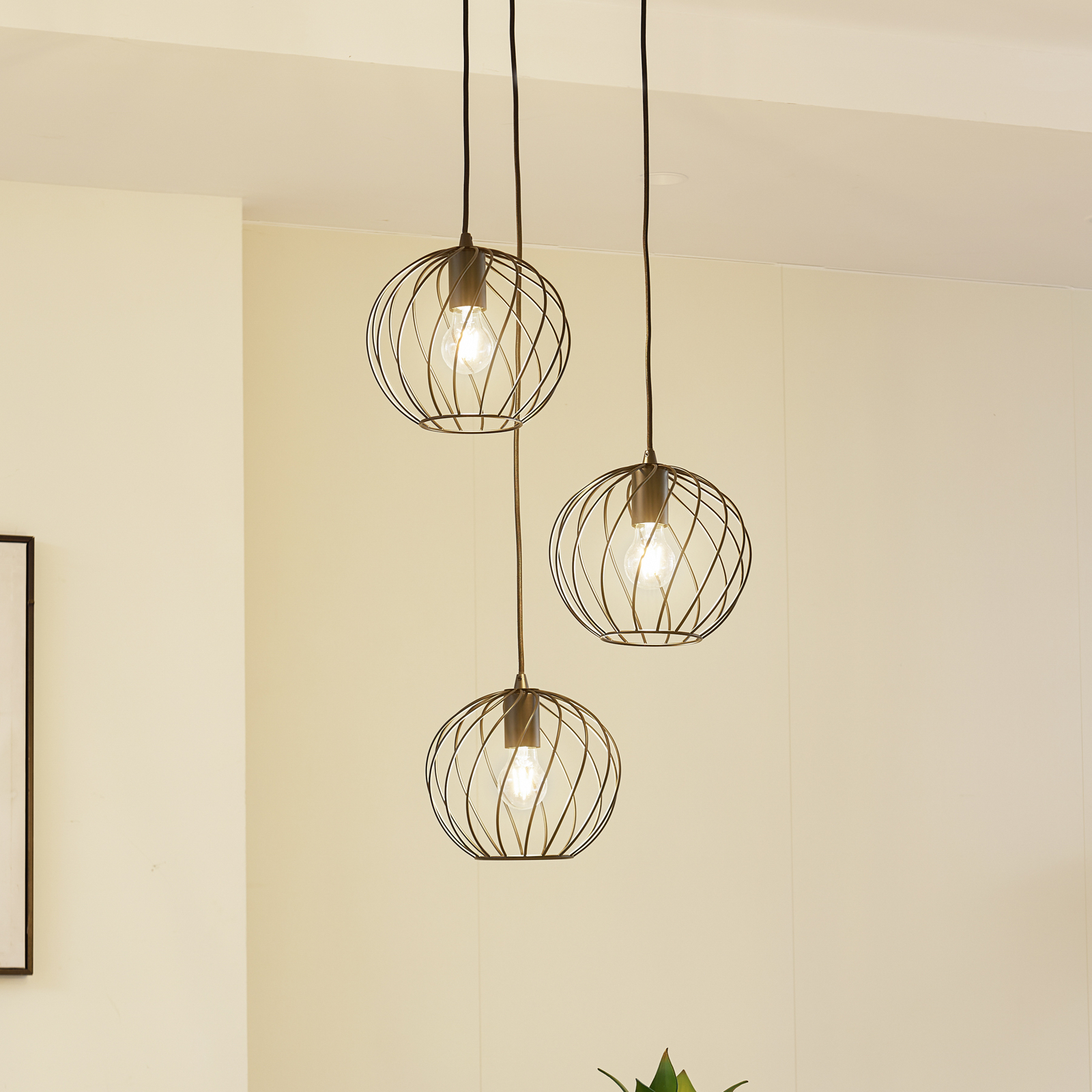 Lindby pendant light Danika, round, Ø 50 cm, black, metal