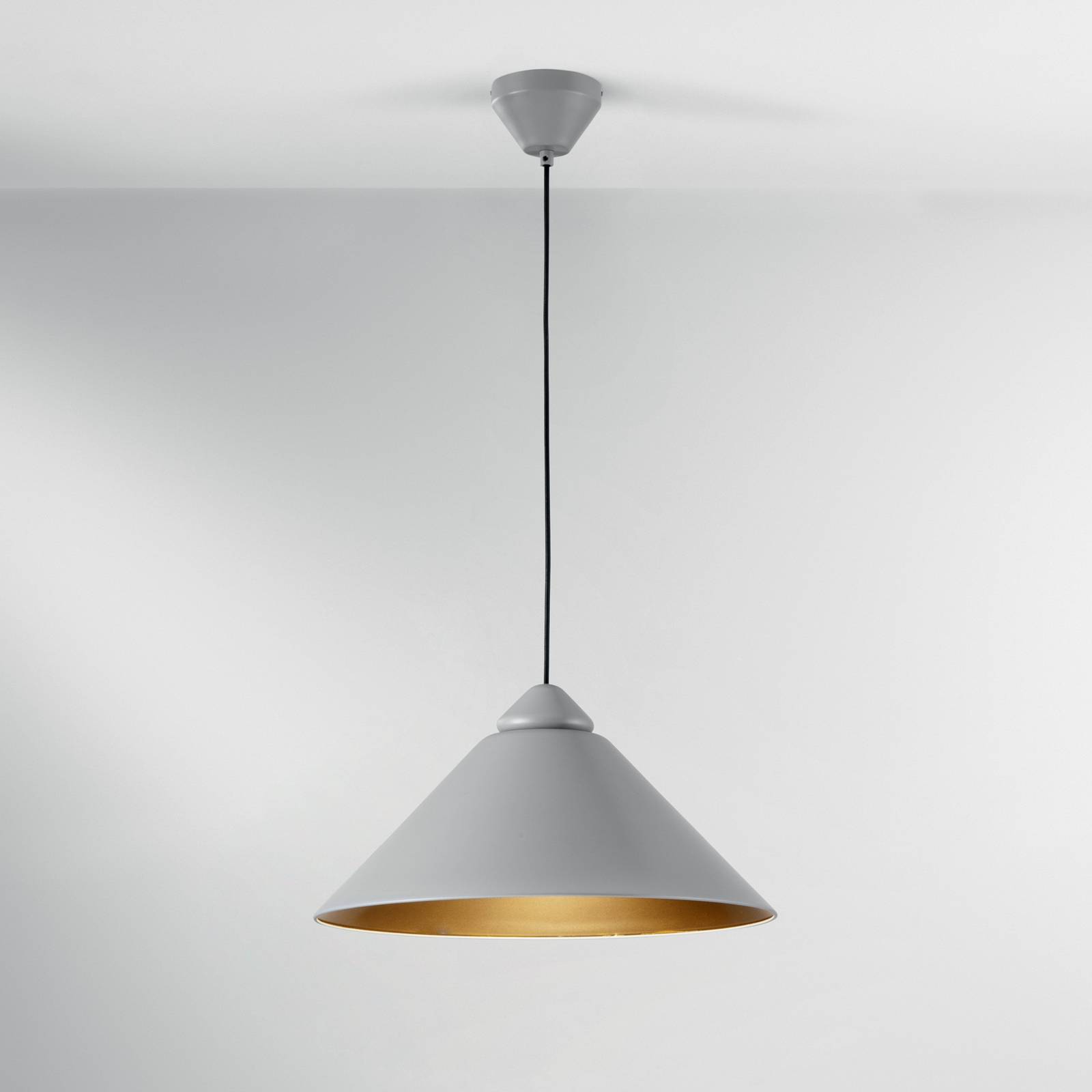Hængelampe Big Bang, grå/guldfarvet, Ø 49 cm, metal