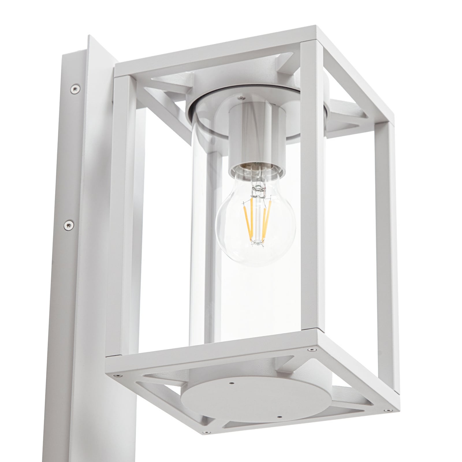 Lucande Applique da esterno Ferda, portalampada inferiore, grigio, IP44