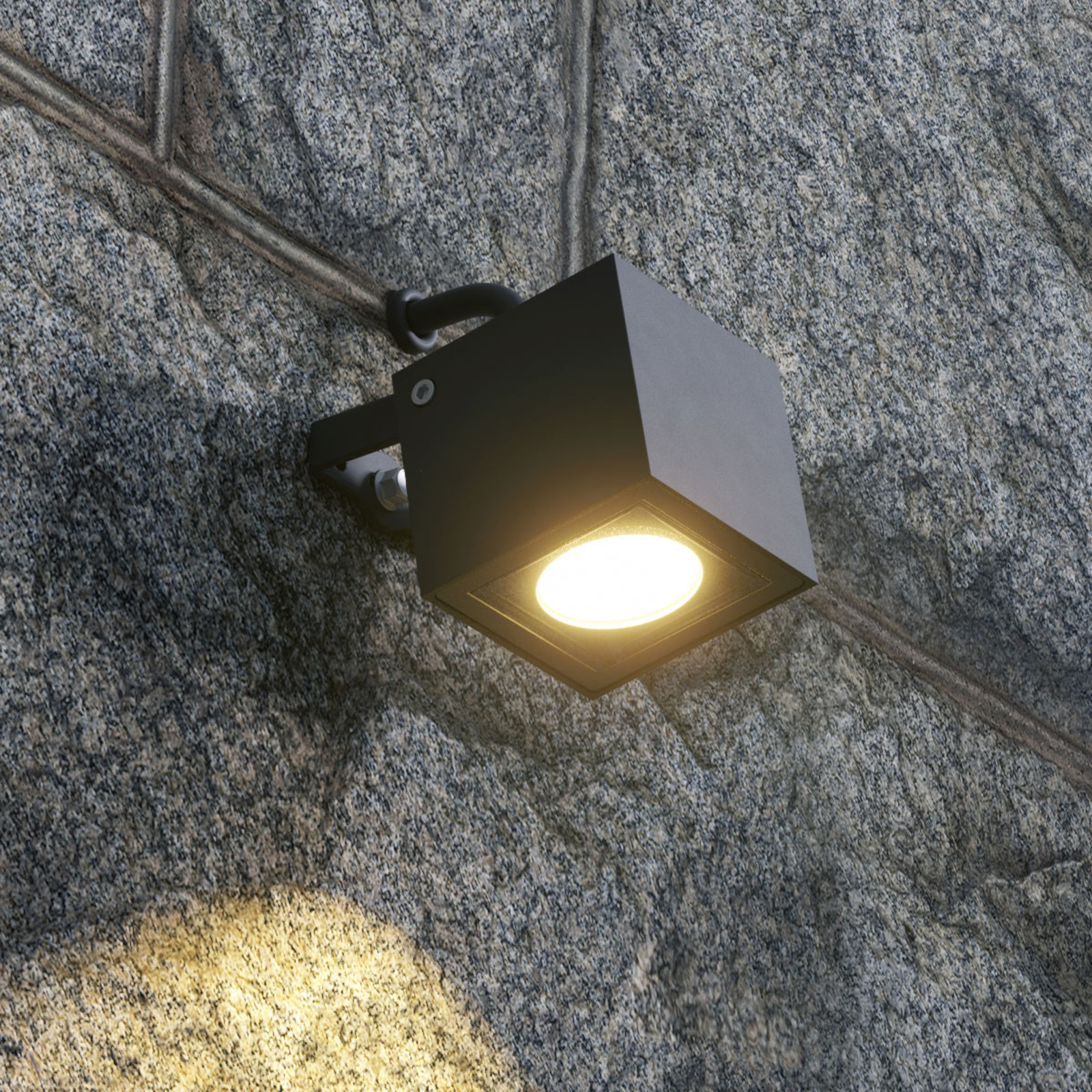Lucande Mariana angular LED outdoor spotlight, graphite, die-cast aluminium, 10 W, energy efficiency: A+, W: 8.1 cm, H: 11.8 cm