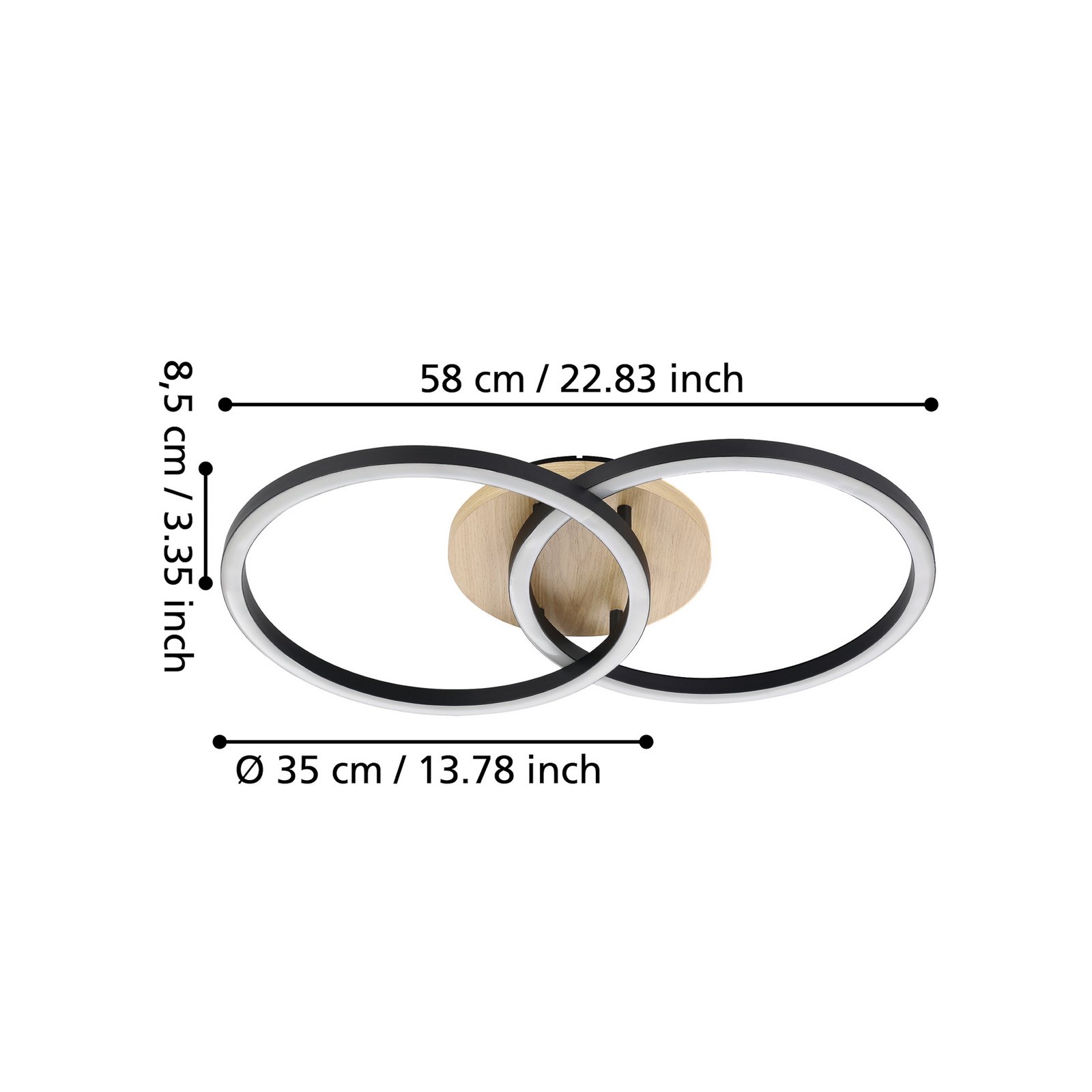 EGLO connect Inteligentna lampa sufitowa LED Lomaltas-Z, 58 cm, 3800 lm