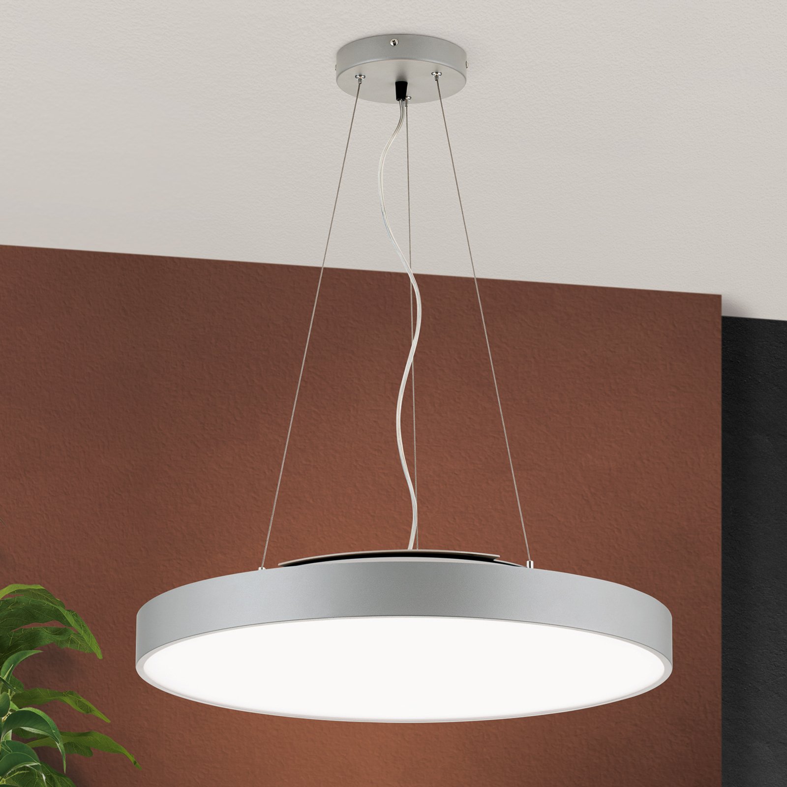 Space LED pendant light, dimmable, titanium grey