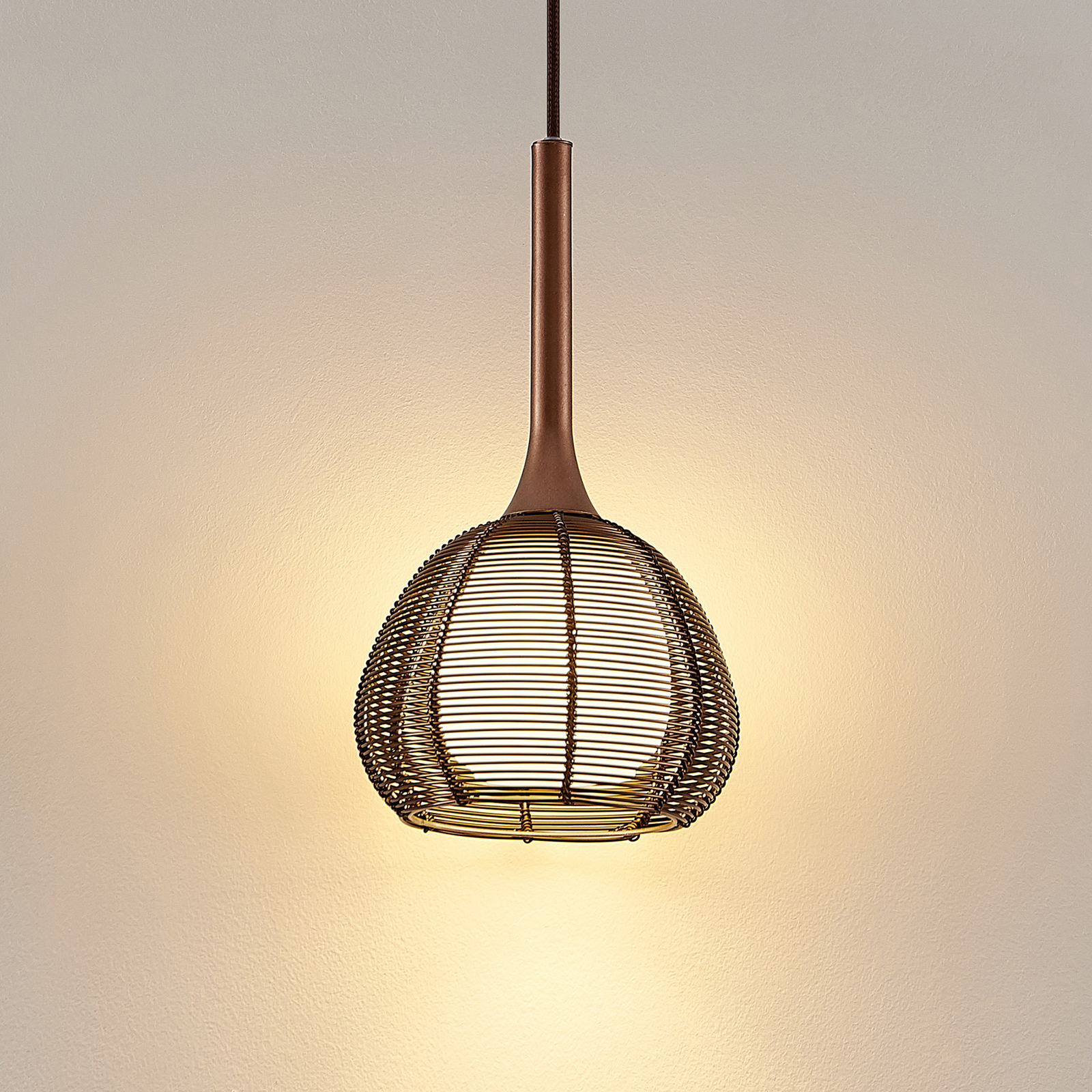 Lucande Tetira suspension, 1 lampe, 16,5 cm, brune