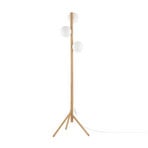 Estera vloerlamp, opaalglas, houten frame, 132 cm, 3-lamps