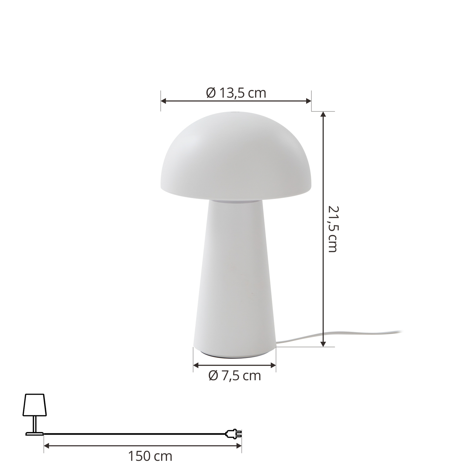 Lindby LED baterijska stolna svjetiljka Zyre, bijela, IP44, dimer na dodir