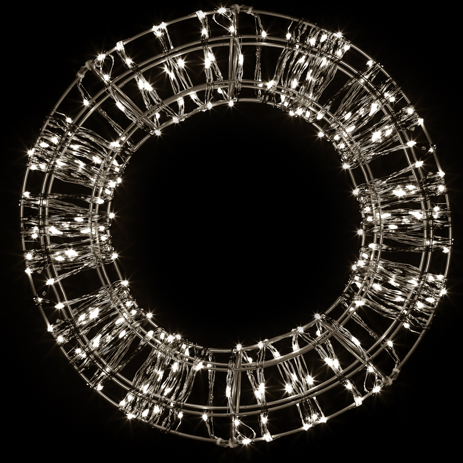 LED vánoční věnec, černý, 400 LED diod, Ø 30 cm