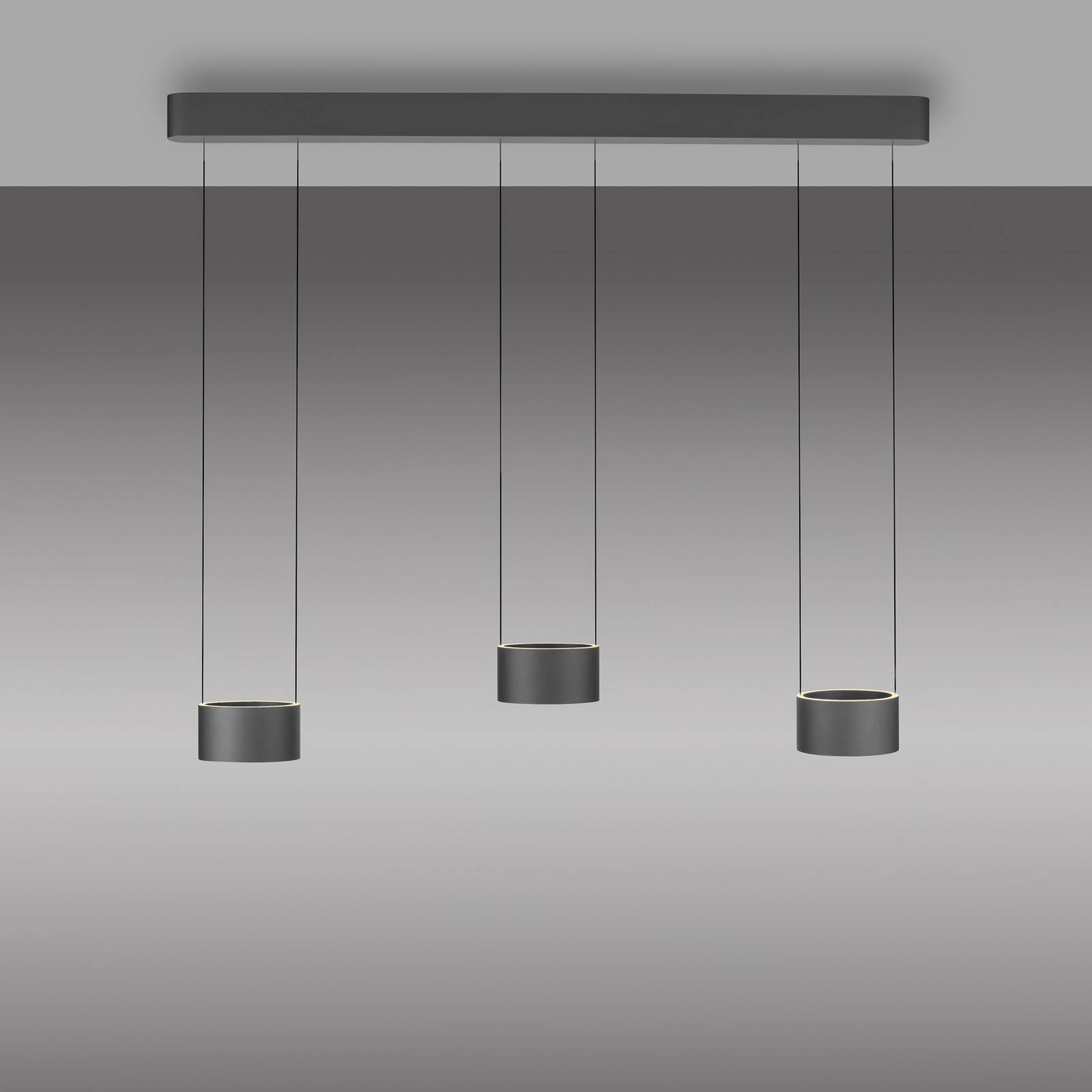 Żyrandol LED PURE Clipse, szara, długość 110 cm, CTT, 6-punktowa.