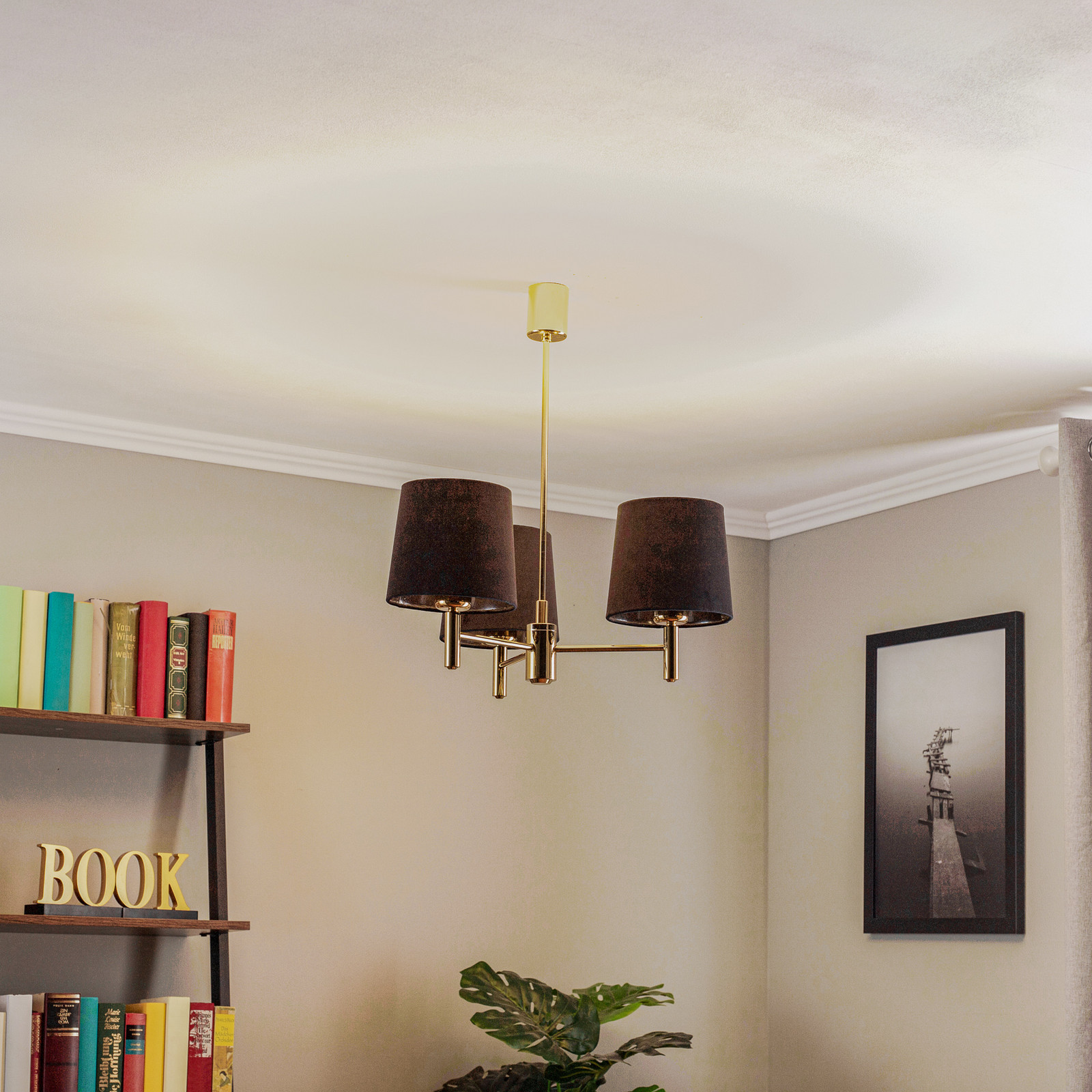 Argon Candelabru Polo 3 becuri negru/alamă închisă - Camera de zi / sufragerie - negru alamă închisă - Țesătură / Textil