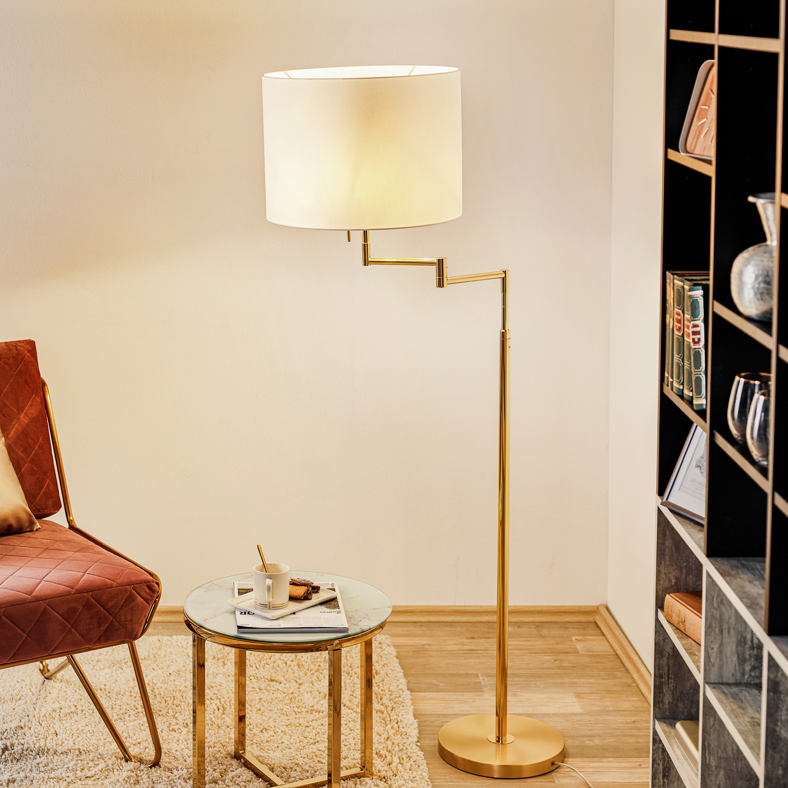 brass floor lamp with dimmer