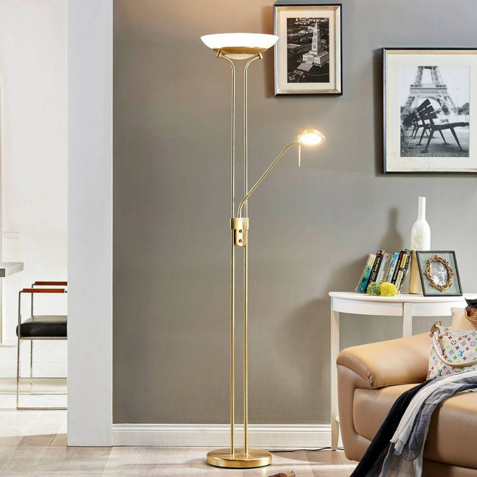 Yveta Lampadar Brass/White - Lindby