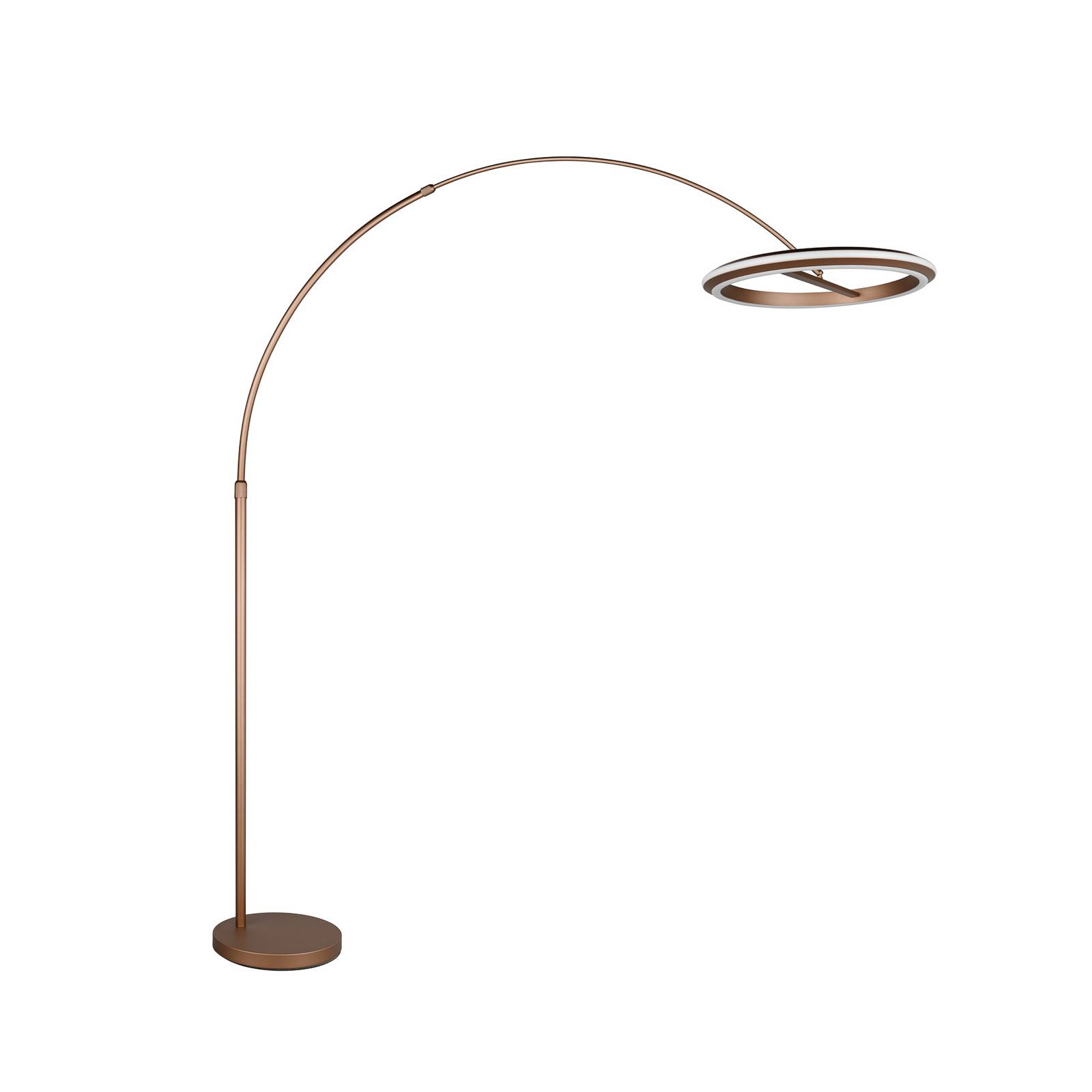 LED-Bogen-Stehlampe Amador, kaffeebraun, Höhe 205 cm Metall