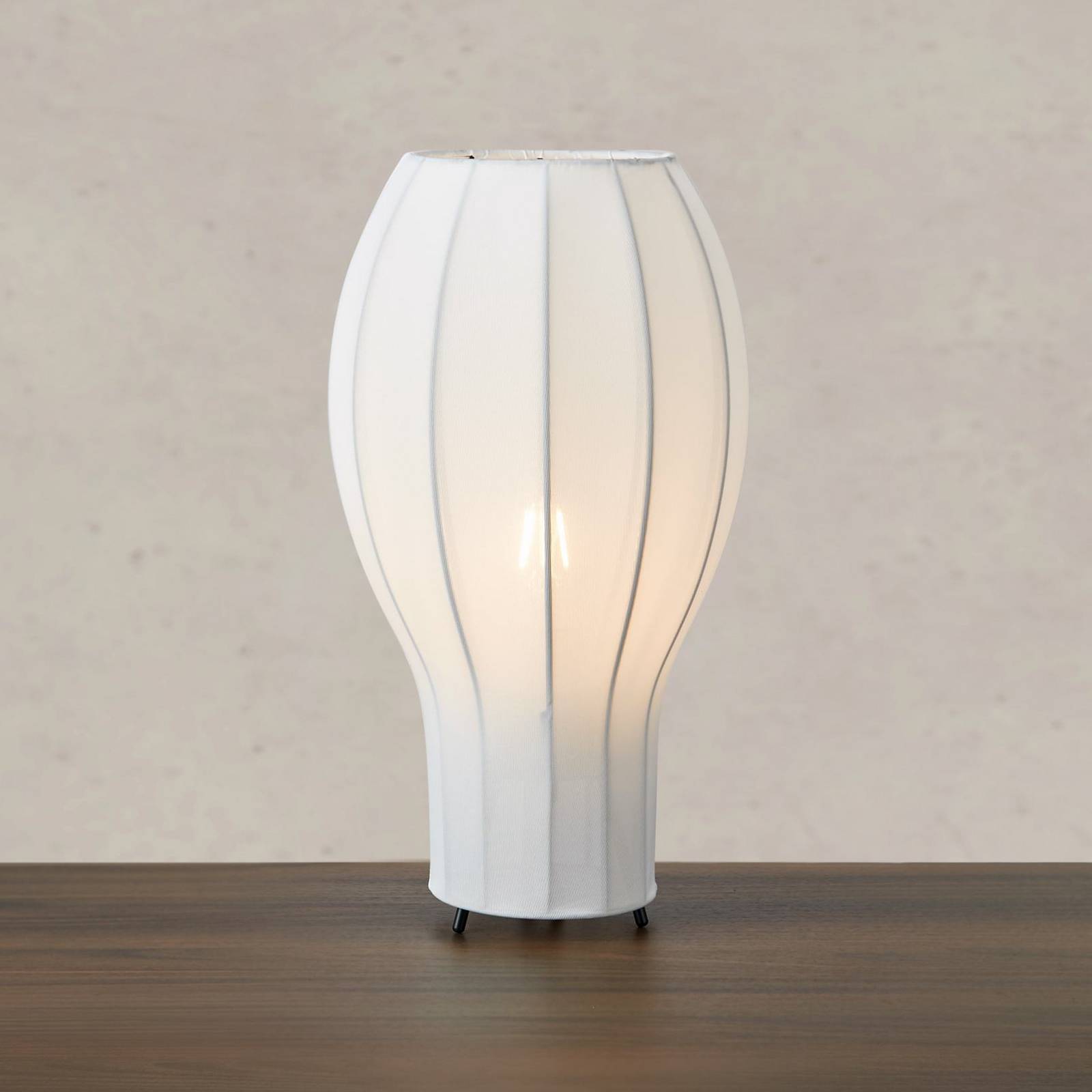Tischlampe Hikari, Ø 22 cm, weiß/schwarz, Stoff/Metall günstig online kaufen