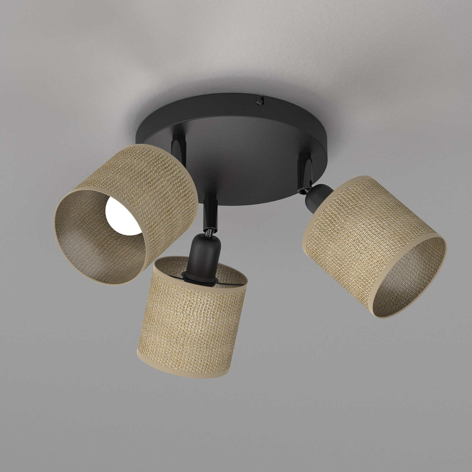 Adeline ceiling lamp jute 3-bulb round