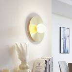 Lindby wall light Zain, gold/white, glass shade