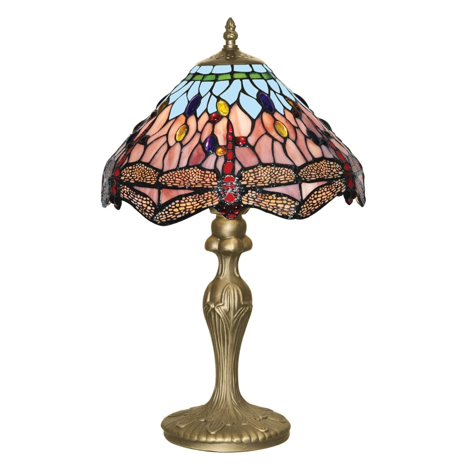 Czarująca lampa stołowa w stylu Tiffany DRAGONFLY