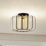 Lucande LED ceiling light Birger, Ø 39.5cm, black/gold