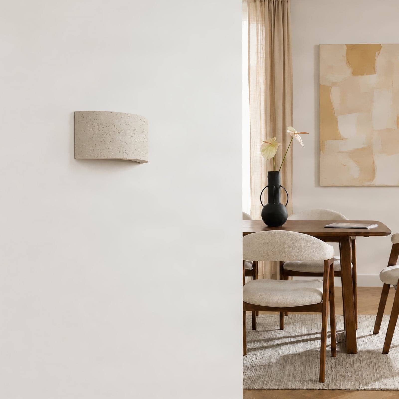 Naike wall light, beige, travertine, plaster, 15 cm – Lindby Naike wall light, beige, travertine, plaster, 15 cm – Lindby