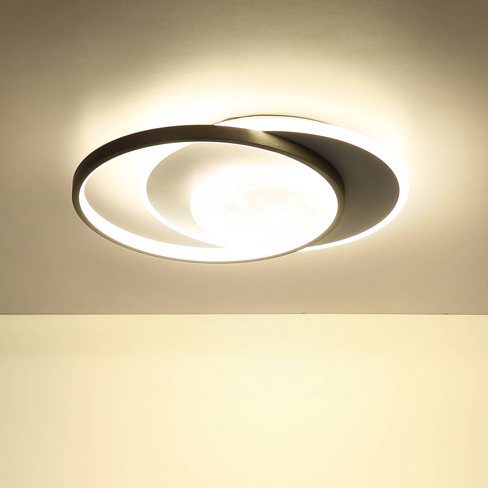 Lampa sufitowa LED Moon, czarna/szara, metalowa, 37 cm