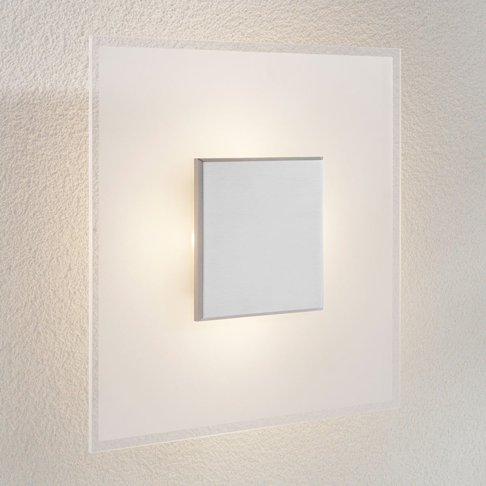 Lucande Dimmable Lole LED wall light, glass, for Living / Dining Room, aluminium, steel, glass, 5 W, energy efficiency: A+, L: 39 cm, W: 39 cm, H: 7 cm