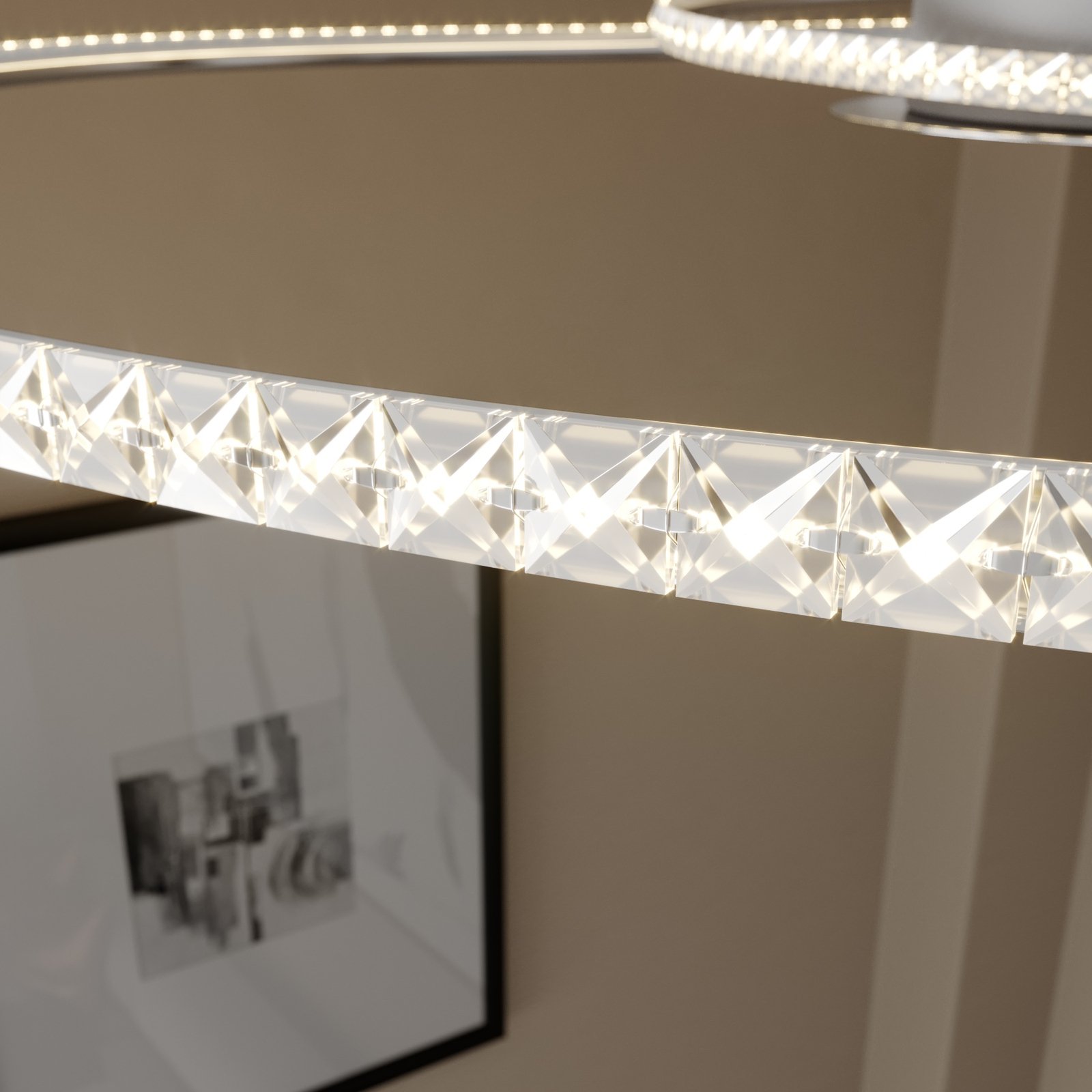 Lindby Joline stropné LED svietidlo krištáľ 90 cm