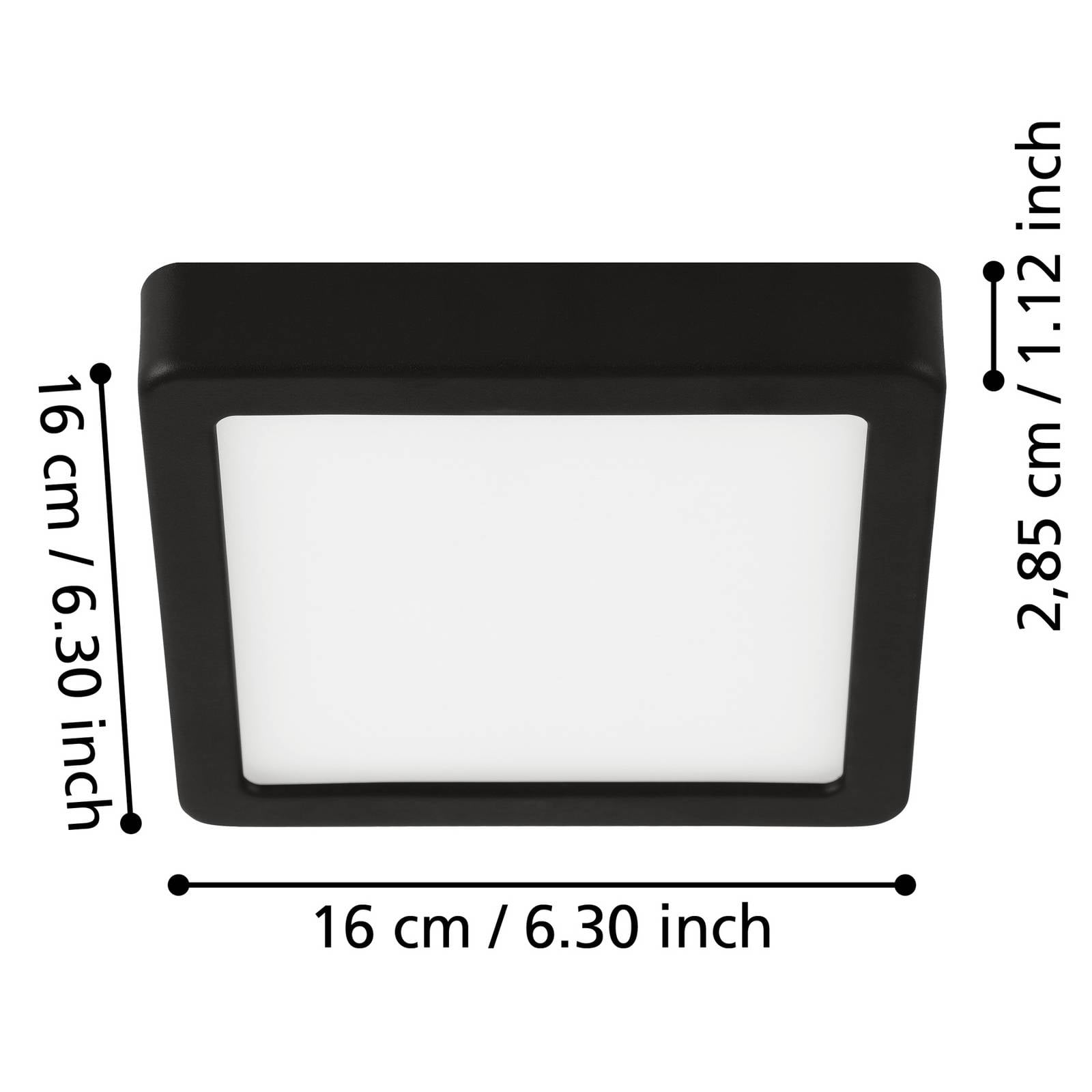  Eglo Led-deckenlampe Fueva 5 Ip44 3000k Schwarz 16x16cm 